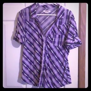 Women’s short sleeve purple flannel blouse